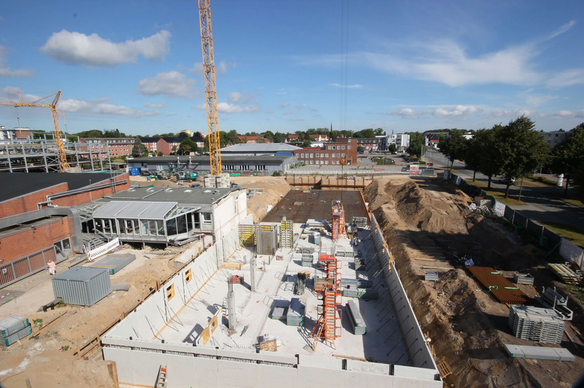 Baustelle mit Gebäudefundament